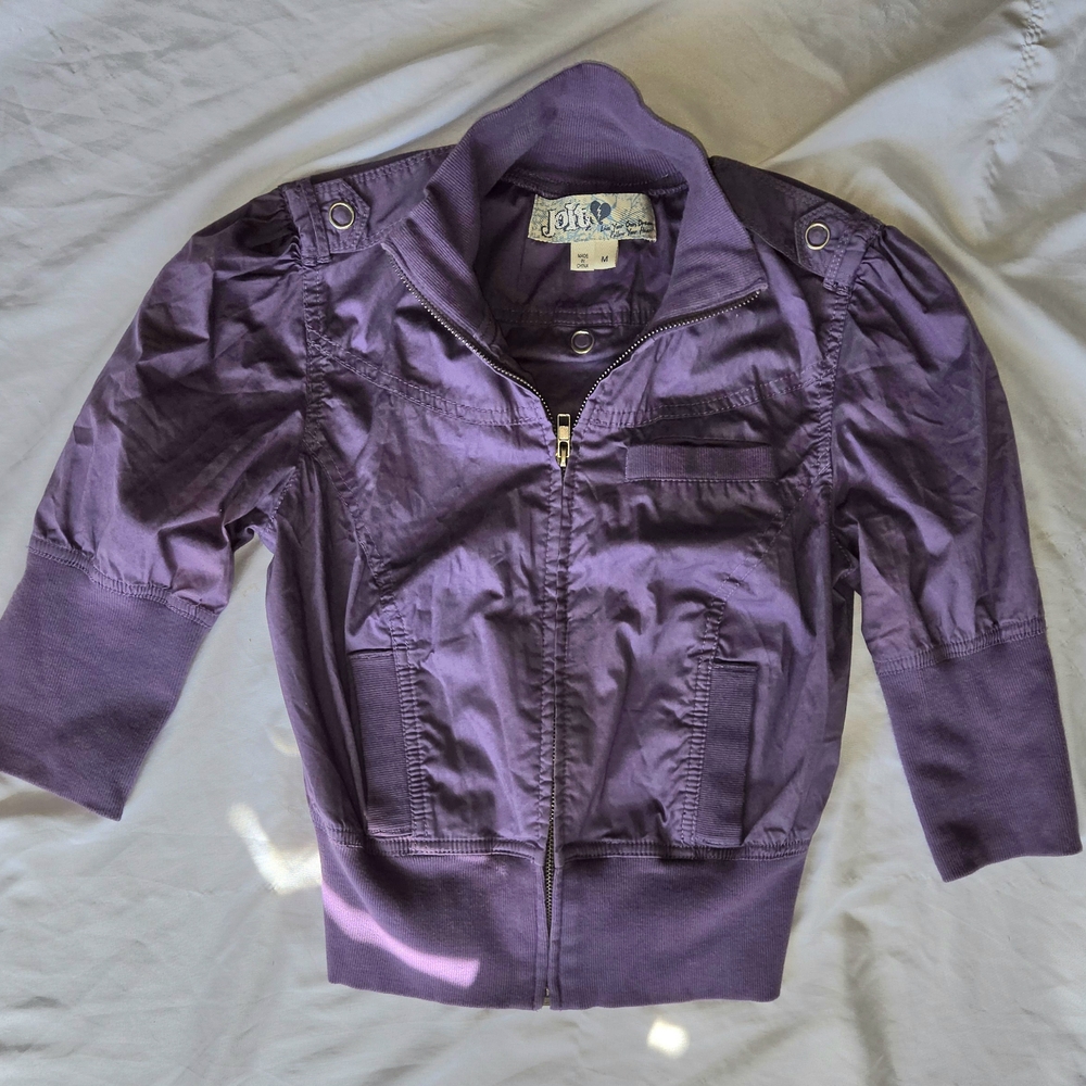 Jolt Kids 3 Quarter Sleeves Purple Blazer Jacket Hits At Hip Trendy Girls Medium